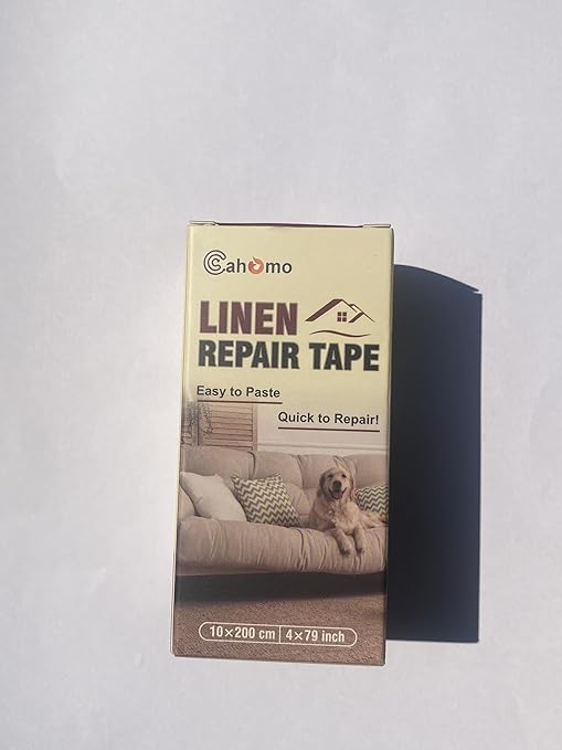 Linen Repair Tape 4x79 inch, Self Adhesive Fabric Patches, Linen Patch Tape Kit, Fabric Repair Tape for Couch Sofas, Headboards, Chairs, Pillows, Curtains, Couches - White