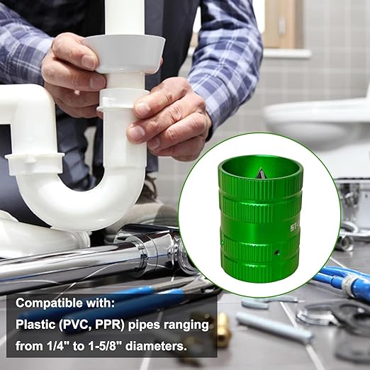 Professional Pipe Reamer & Deburring Tool - Dual Sided Chamfer Tool for 1/4" to 1-5/8" Pipes - Works on Copper, PVC, PPR, Brass, Aluminum, Metal - Essential Plumbing & HVAC Tool