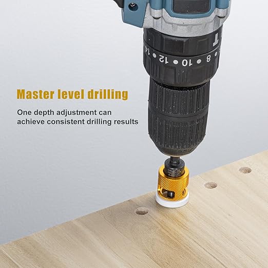 5 Pcs Countersink Drill Bit Set with Low Friction Depth Stop, HSS M2 Bits Tapered Head1/8 9/64" 5/32" Drill+3/8” 82° Counter-Bore,11/64" 3/16" Drill+ 1/2" 82° Counter Bore,1/4” Hex Shank (Yellow)