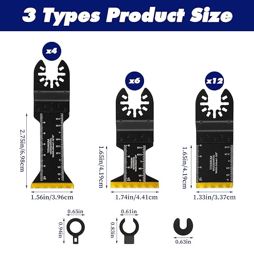 22Pcs Oscillating Multi-Tool Blades, Oscillating Tool Blade Metal, Oscillator Multitool Saw Blades for Soft Metal, Wood Nails, Plastic Cutting, Compatible with Rockwell Fein