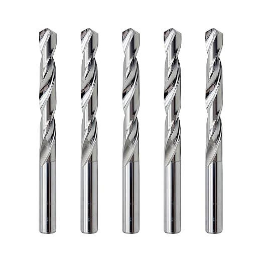 LUMN 5/16" Solid Carbide Jobber Drill Bits with Straight Shank and 118° Point Angle, Made from Tungsten Carbide Material,5-Pieces