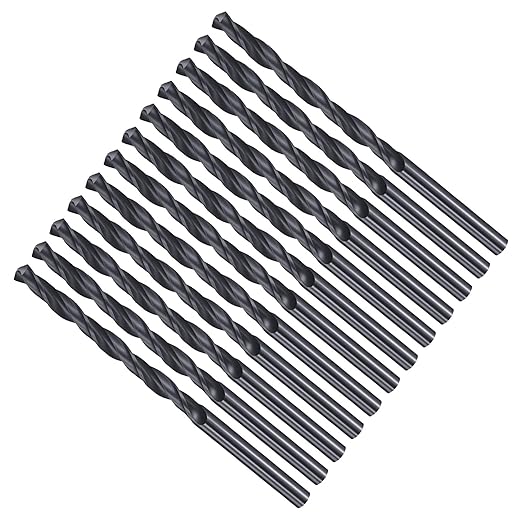 Drill Bit, 3.9mm Cutting Diameter, 4241 HSS Nitriding Black 118° Cutting Angle Versatile Jobber Bits - (Applications: for Drilling Plastic Wood Soft Metal), 12-Pieces