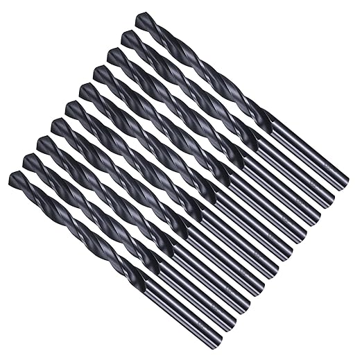 Drill Bit, 6mm Cutting Diameter, 4241 HSS Nitriding Black 118° Cutting Angle Versatile Jobber Bits - (Applications: for Drilling Plastic Wood Soft Metal), 10-Pieces