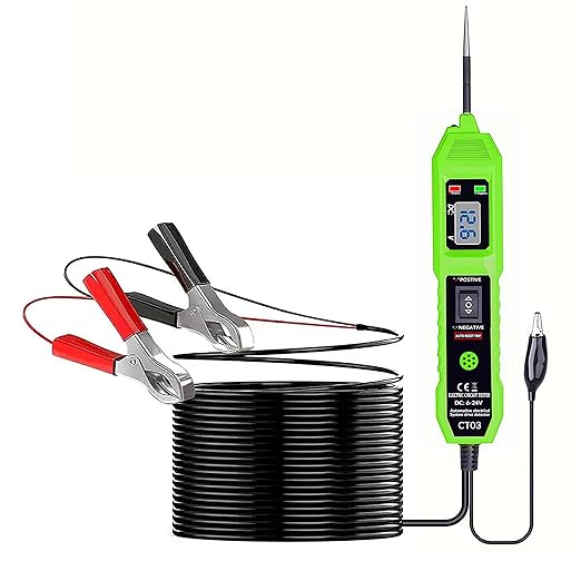 CT03 Power Circuit Tester, 6-24V DC Test Light Short Circuit, Automotive Component Electrical Polarity Identify Continuity Tester, Overload Protection