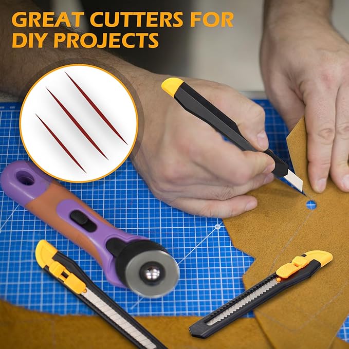 300 Pcs Box Cutters Retractable Utility Knife Office Supplies 9mm Wide Blade Cutter Compact Razor Knife for Home Use(Black)
