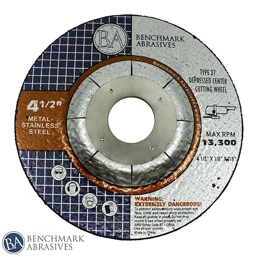 Benchmark Abrasives Grinder Cut Off Wheels 4 1/2 Inch for Pipeline Cutting - Thin Type 1 Angle Grinder Cutting Disc for Metal, Steel - with 7/8" Arbor Hole, Grinder Cutting Wheel - 25 Pack