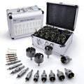 Pro Edge 20pcs Carbide Hole Saw Kit for Hard Metal, TCT 1/2"-2-1/4" Hole Cutter Set for Stainless Steel, Iron, Alloy, Aluminum, with Two Extra Titanium Plated Pilot Center Drill and Two L-Wrench