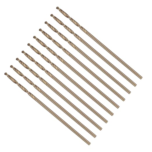Drill Bit, #59 Cutting Diameter, 4341 HSS Gold Finish 118° Cutting Angle Number Jobber Bits - (Applications: for Drilling Soft Metal Plastic Wood), 10-Pieces