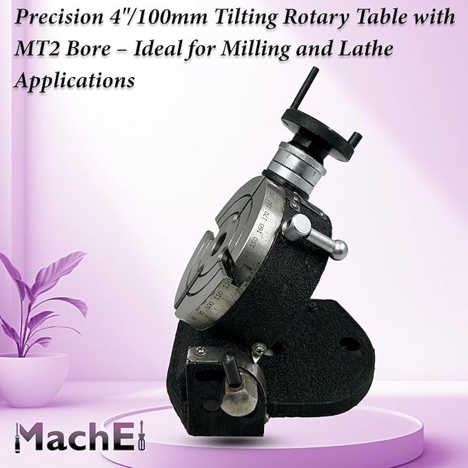 MachEl Precision 4"/100mm Tilting Rotary Table with MT2 Bore – Ideal for Milling and Lathe Applications