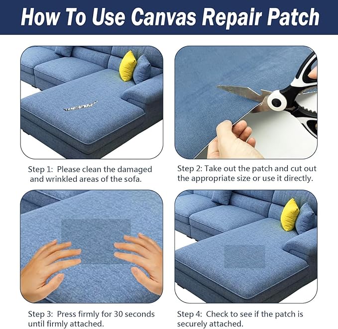 Canvas Repair Patch, 17X79 Inch Strong Sticky Fabric Repair Tape, Self-Adhesive Fabric Patch for Sofas, Tote Bags, Clothing, Car Seats, Furniture (Beige, 17X79 Inch)