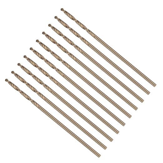 Drill Bit, #54 Cutting Diameter, 4341 HSS Gold Finish 118° Cutting Angle Number Jobber Bits - (Applications: for Drilling Soft Metal Plastic Wood), 10-Pieces