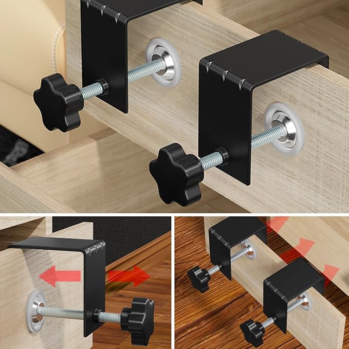 Drawer Front Installation Clamps, Cold-Rolled C Clamps for Woodworking, Door Installation Tools and Cabinet Tools with Protective Pads (6 Pcs)