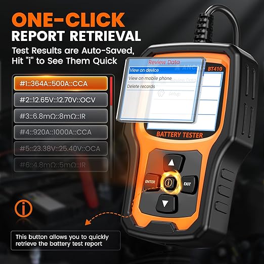 ANCEL BT410 12V Car Battery Tester for Lead-Acid & Lithium Batteries, 100-2000 CCA Automotive Battery Load Tester Health Cranking Charging Test for Car, Truck, SUV, RV, Boat