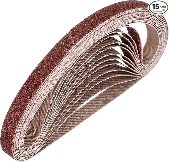 HARFINGTON 1/2 x 18 Inch Sanding Belts, 15 Pcs 80 Grits Aluminum Oxide Abrasive Belt Sander File Belt for Woodworking, Metal Polishing, Knife Sharpener