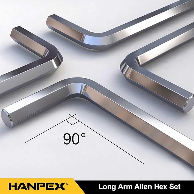 Long Arm Hex Key Allen Wrench Set with Ball End, Ball-End Hex Allen Key, Allen Wrench Set Chrome Vanadium Steel(Cr-V), Tamperproof TORX L- Key Set (9Pc Imperial)