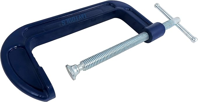 2 Pack Taytools 6 Inch C Clamps Malleable Steel Frame Power Coated Acme Threads Zinc Plated Carbon Steel Spindle and Sliding Bar (2, 6 inch)