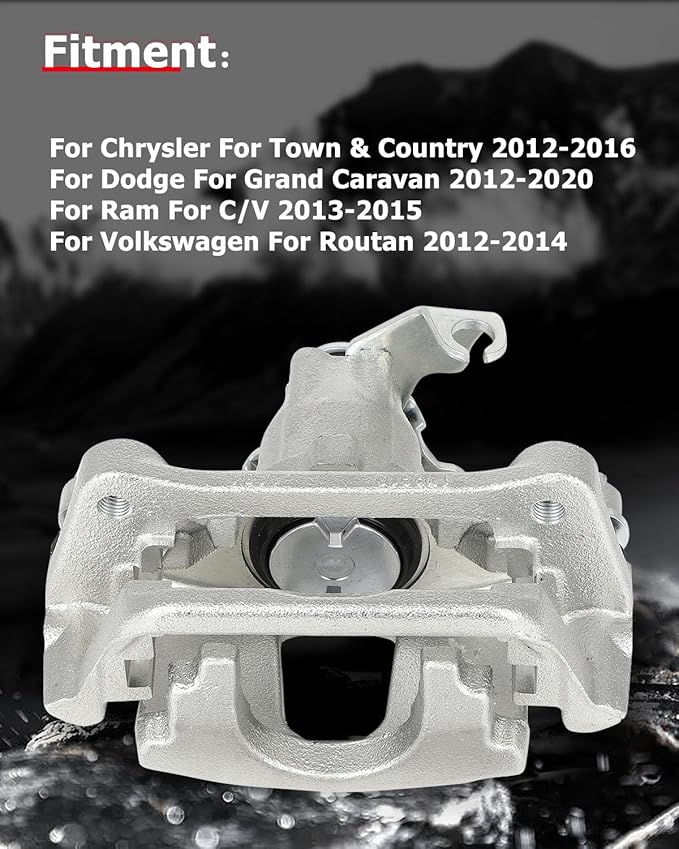 cciyu Rear Left Brake Caliper Assembly w/Bracket 18B5399 2012-2016 For Chrysler For Town & Country,2012-2017 For Dodge For Grand Caravan,2013-2015 For Ram For C/V,2012-2014 For Volkswagen For Routan