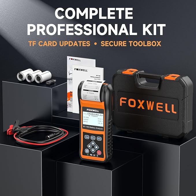 FOXWELL BT780 Car Battery Tester, 12V 24V Battery Load Analyzer with Printer 100-2000CCA Digital Automotive Cranking Charging System Checker for Car Motocycle Heavy Duty Truck Marine SUV Boat