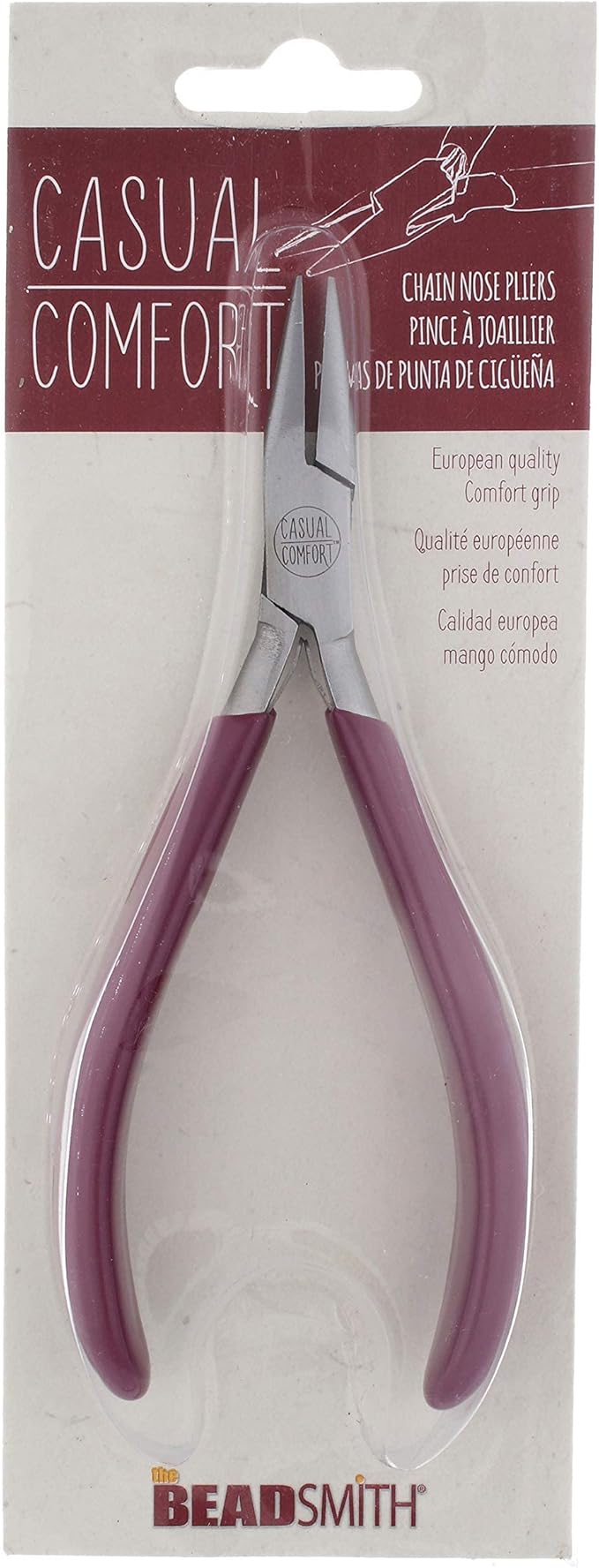 The Beadsmith Casual Comfort Chain Nose Plier - 6 inches (152mm)- Pvc Handle - European Design & Quality, Tool for Jewelry Making
