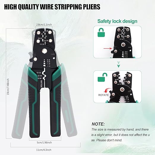 Twidec/100PCS Nylon Spade Connectors Kit 22-10 Gauge Quick Disconnect Fully Insulated Male and Female Wire Spade Terminal Assortment Kit and Wire Crimper Tool with Stripper Cutter