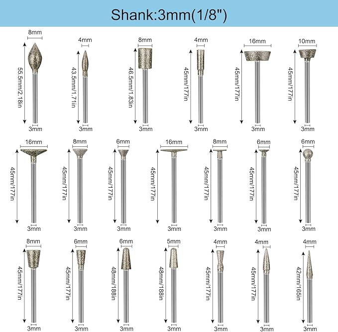 76PCS 1/8inch Shank Power Rotary Tool Accessories Kit for Dremel Tool Kit, HOMEIDOL Diamond Cutting Wheel Tool for Glass, Stone Carving Set Diamond Burr Bits, Sanding Bits for Polishing, Engraving