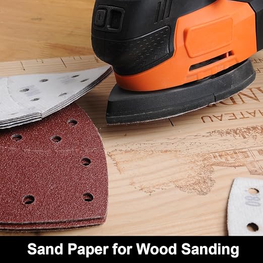 Dobetter 150 PCS Mouse Sander Sandpaper Sand Paper Assortment Pack 60/80/120/180/220 Grit with Holes Hook and Loop Detail Sander Finger Sander Pads