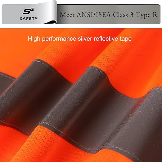 High Visibility Shirts for Men Class 3 Hi Vis Reflective Construction Shirts for Men with Pocket Safety T Shirt for Mens Work Shirt for Mens Short Sleeve