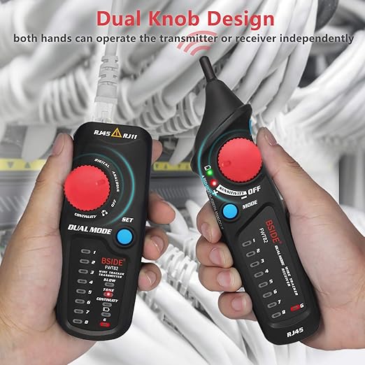 Bside Dual Mode Wire Tracker RJ11 RJ45 Network Cable Tester Toner Generator Network Cable Collation Ethernet LAN Line Finder with Flashlight