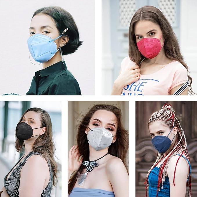 HUHETA KN95 Face Masks, Packs of 60 Individually Wrapped KN95 Mask 5-Ply Breathable Protective Masks, Morandi Multi Color