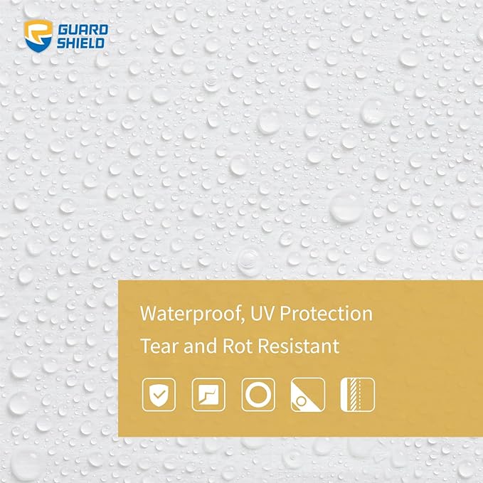GUARD SHIELD Super Heavy Duty White Ploy Tarp Cover 8x10 Feet Waterproof Tarps 16mil Thick UV and Tear Resistant Tarpualin