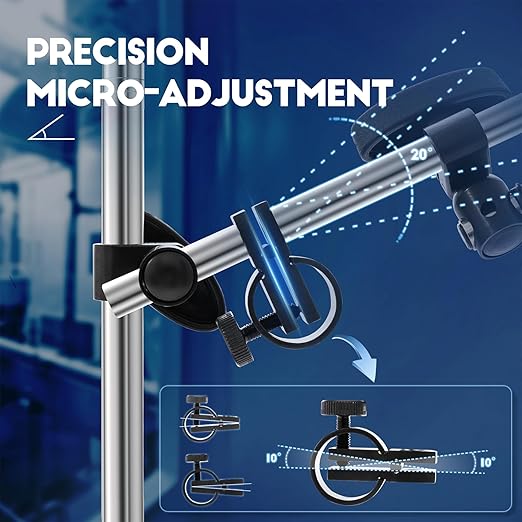 Dasqua Magnetic Base, Adjustable Stand with Fine Adjustment Holder for Dial Indicator, 3/8" Clamping Hole, Strong Pull Force 176lb/80kg