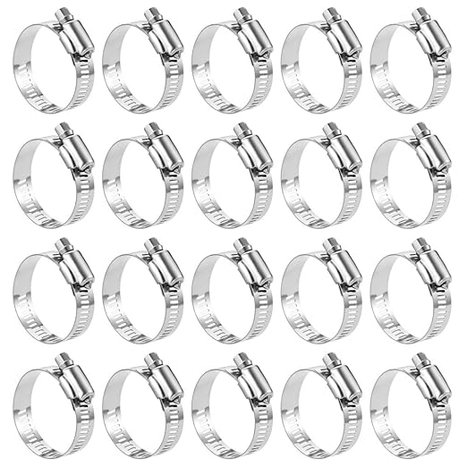 LOKMAN 20 Pack Stainless Steel Hose Clamp Adjustable 1-1/4'' - 2-1/4'' (33-57mm) Worm Gear Hose Clamp, Metal Fuel Line Pipe Clamp for Plumbing, Automotive And Mechanical Application