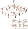 Clothes Drying Racks Foldable Clip Hangers Drip Hanger Plastic with 20 Drying Clips (Light Pink-Rectangle)