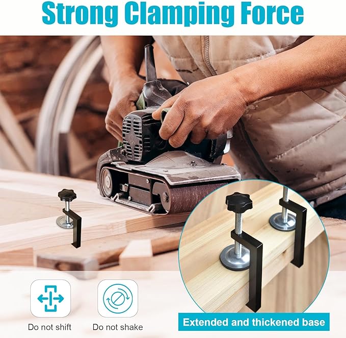 8 Pack 2 Inch C Clamp, Heavy Duty Aluminum Desk Clamp with Stable Wide Jaw, Adjustable Universal C-Clamp, Black G Clamps for Tables Desk Mount Holder
