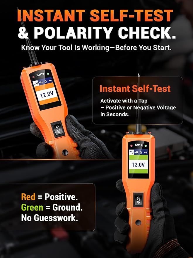 KZYEE KM10 Power Circuit Probe Kit, 12V 24V Automotive Circuit Tester, Digital Multimeter, Short Finder, AC/DC Voltage Tester, Diode & Resistance, Current Probe Component Activation, 20FT+20FT Cable