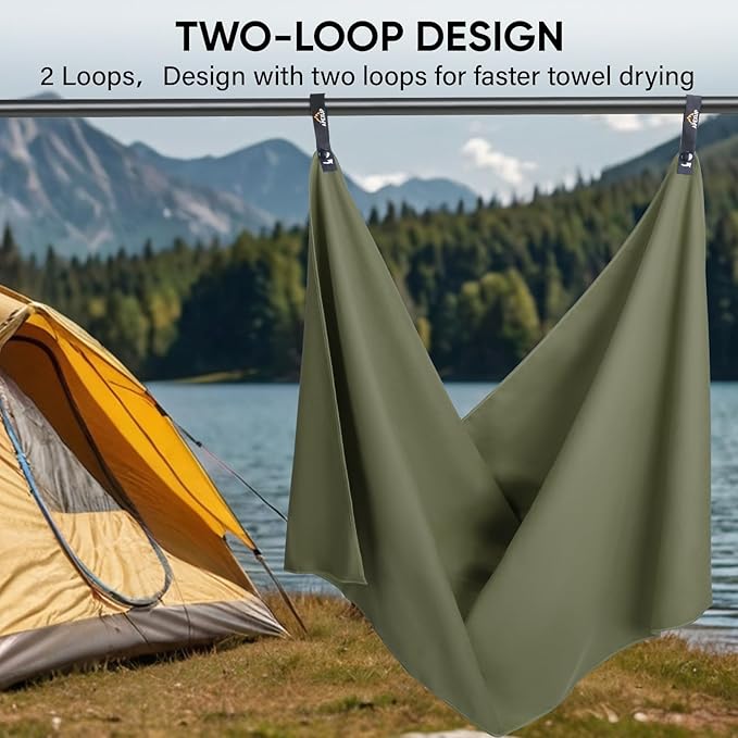 APEXUP Microfiber Travel Towel, Ultra Absorbent Quick Dry Towels, Lightweight Gym Sports Camping Towel for Workout, Yoga, Beach, Shower, Swimming (72"×40", Army Green)
