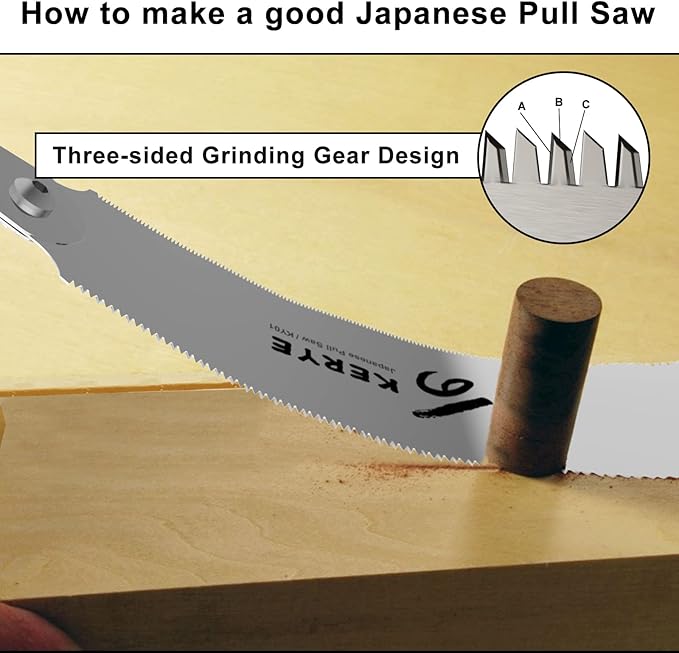 KERYE Japanese Pull Saw 9.5 Inch, Hand Saw with Double Edges of 10/17 TPI and Replaceable Blade, Ryoba Wood Cuttter, Sharp and Light Woodworking Tools Gifts for Men and Women-KY01