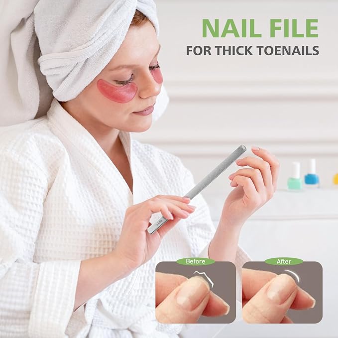 BALUCA Professional Stainless Steel Long Nail File for Thick Nails, Metal Fingernail Toenail File for Women, 4.72-Inch Filing Surface, Durable and Efficient Nail Care Tool (Silver, 1, Count, Coarse)