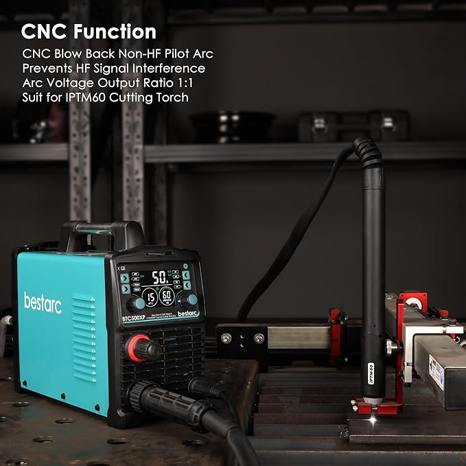Plasma Cutter, [Blow Back Pilot Arc][Large LED][Air Sensor] 50A Non-HF CNC bestarc Plasma Cutter Machine 110V/220V Dual Voltage, 5/8" Clean Cut 1" Max Cut, Post Flow, 2T/4T for Beginners DIY
