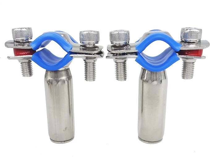 Stainless Steel Adjustable Pipe Clamp Bracket - Wall/Ceiling Mount Support for 1/2-Inch (19mm) Pipe, Heavy-Duty Rustproof Brackets with Screws, Female Type, Set of 2