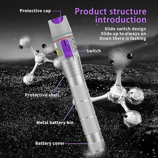 Purple 80KM Visual Fault Locator for Fiber Optic Cables, VFL Supports FC/ST/SC Interfaces, Long-Range Fault Finder, Fiber Light Pen Tester, High-Precision OTDR Mapping Tool for FTTH, Telecom