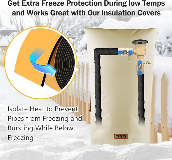 Pipe Insulation Tape, Outdoor Water Pipe Insulation Wrap, Foam Insulation Tape for Outdoor Pipes Winter Freeze Protection, Heat Tape for Water Pipes, Copper Pipes, PVC, AC Line, 2in x 15ft, Black