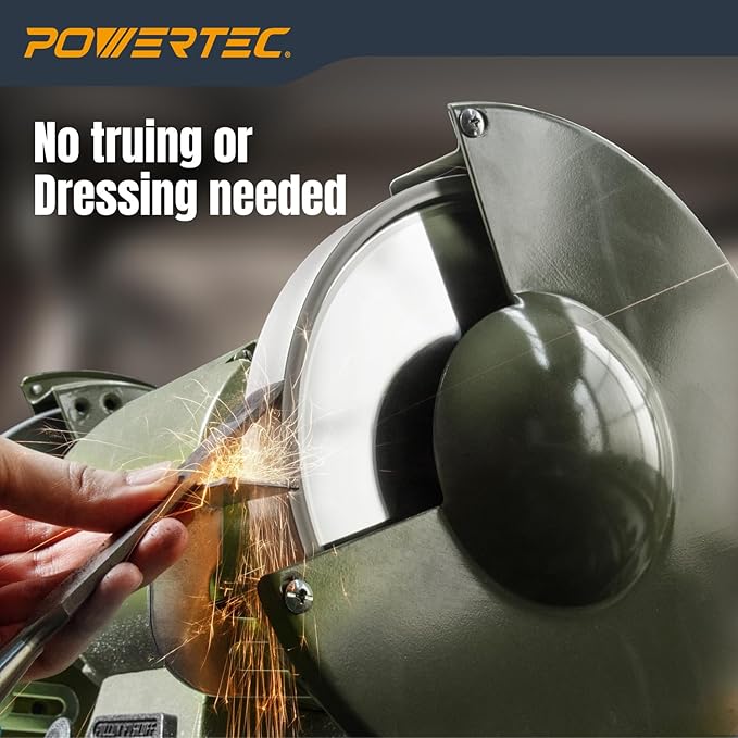 POWERTEC CBN Grinding Wheel 6 Inch 320 Grit, 1" Wide, 1/2" Arbor – Bench Grinder Sharpening Wheel for HSS Tools, Lathe Chisels, and Woodturning Tools (15703)