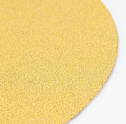 Benchmark Abrasives 5 Inch Sanding Discs Hook and Loop, Aluminum Oxide Stearated Gold No Holes Adhesive Sandpaper for Surface Blending, Automotive - Orbital Sander Sandpaper (50 Discs), 400 Grit