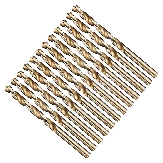 Drill Bit, 15/64" Cutting Diameter (5.953mm), 4241 HSS Gold 118° Cutting Angle Versatile Jobber Bits - (Applications: for Drilling Plastic Wood Soft Thin Metal), 12-Pieces