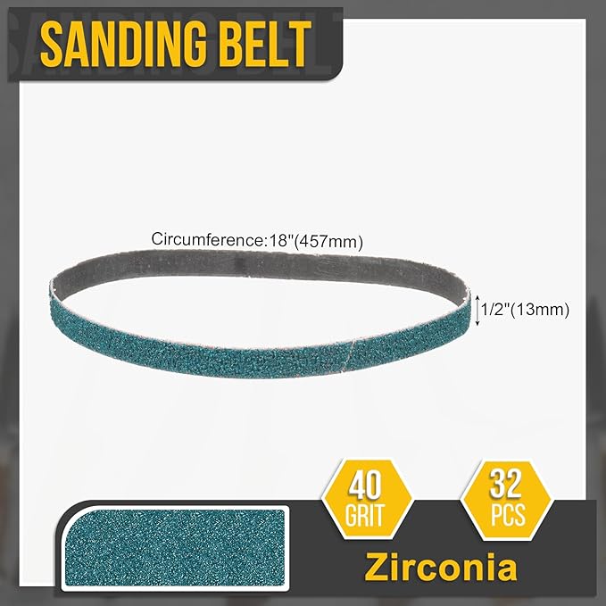 1/2 x 18 Inch Sanding Belt, 20 Pcs 40 Grit Zirconia Knife Sharpener Belts Work Sharpening for Belt Sander Knife Carving Tool Metal Working