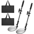 Barydat 2 Pack Under Vehicle Inspection Mirror with Telescoping Handle and Light 8 Inch Diameter Security Angle Adjustment Handheld Inspection Mirror for Under Car Truck Equipment Over Shelf