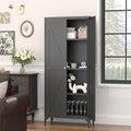 GREATMEET 65" Tall Kitchen Pantry Storage Cabinet, Black Pantry Storage Cabinet, Farmhouse Metal Kitchen Cupboard with Doors for Garage, Dining Room, Living Room and Laundry