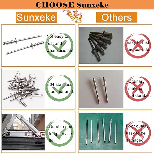 70pcs 3/16 x 1/2 inch 304 Stainless Steel Pop Rivets, 4.8 x 12.7mm Blind Rivets for DIY/Automotive Repairs/Furniture