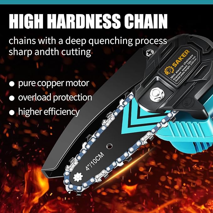 Saker Mini Chainsaw,Portable Electric Chainsaws Cordless,Small Handheld Chain Saw Pruning Shears Chain Saws for Tree Branches,Christmas Gifts for for Men Dad Husband Women,Courtyard and Garden